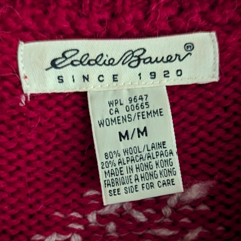 Vintage Y2K Eddie Bauer Fair Isle Wool Alpaca Cardigan Sweater - Picture 7 of 9